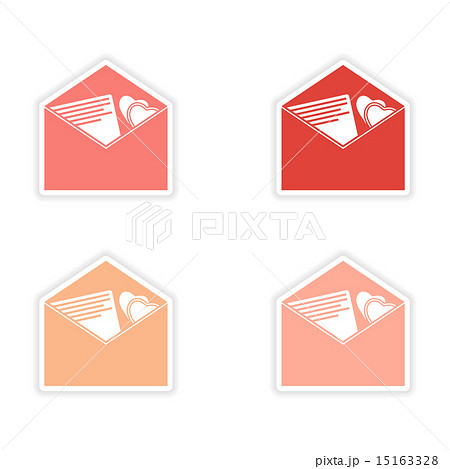 assembly realistic sticker design on paper envelopes invitation 15163328