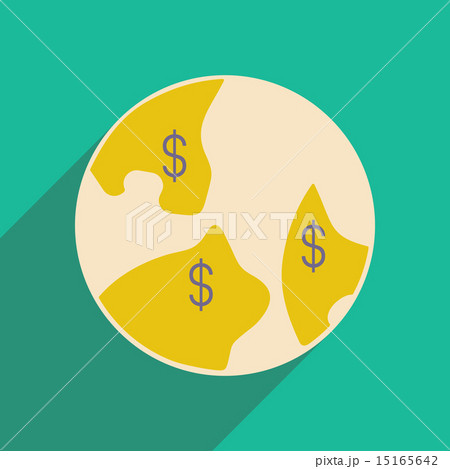 Flat with shadow icon and mobile applacation dollar in world Flat with shadow icon and mobile applacation dollar in world 15165642