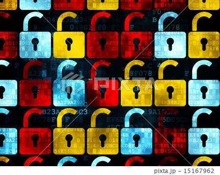 Information concept: Opened Padlock icons on Digital background 15167962