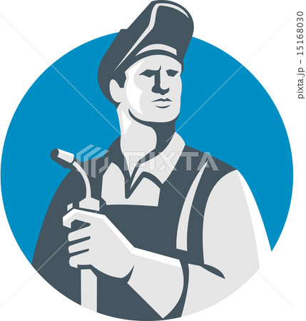 Welder Holding Welding Torch Circle Retro 15168030