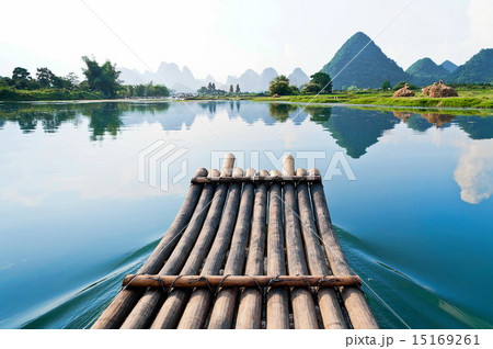 Bamboo rafting in Li River Bamboo rafting in Li River 15169261