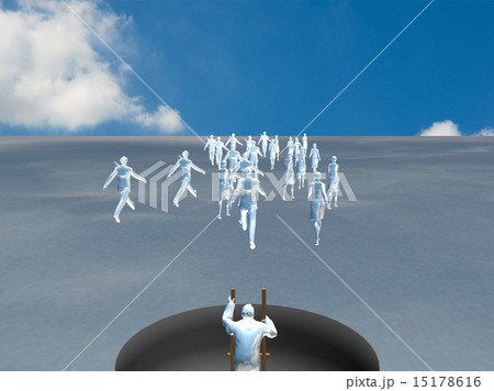 穴から出て歩き出す人々 15178616