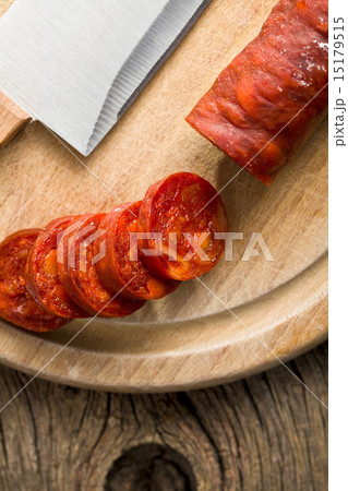 sliced tasty chorizo sausage sliced tasty chorizo sausage 15179515