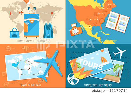 tour of the world banners concept. Tourism with fast travel on a flat design style. Vector tour of the world banners concept. Tourism with fast travel on a flat design style. Vector 15179714