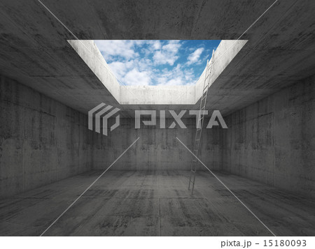 Ladder goes to the sky out from dark interior, 3d 15180093