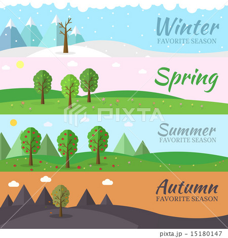 season icon set of nature tree background 15180147