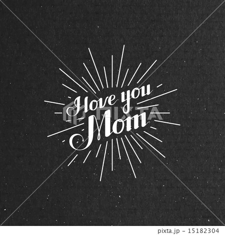 I Llove You Mom retro label with light rays 15182304