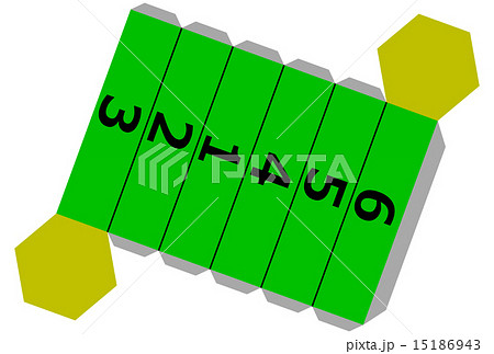 六角柱のサイコロ展開図のイラスト素材 15186943 Pixta