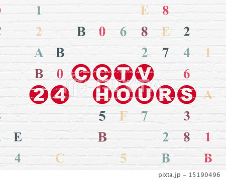 Safety concept: CCTV 24 hours on wall background Safety concept: CCTV 24 hours on wall background 15190496