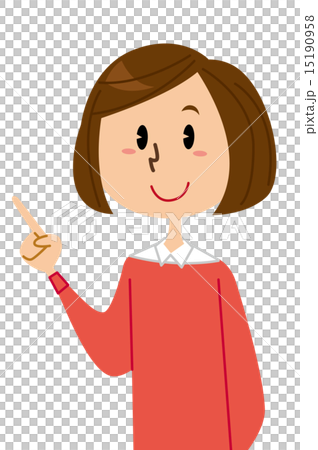 女性　指差し 15190958