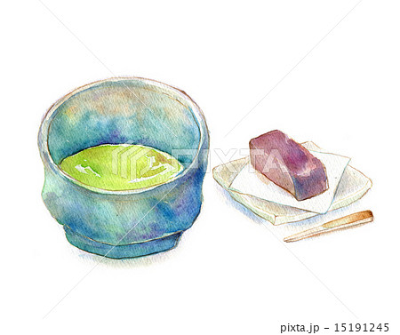 抹茶と和菓子のイラスト素材