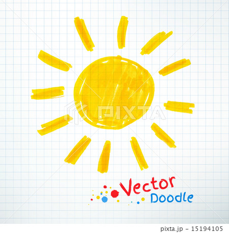 Childlike drawing of sun. 15194105