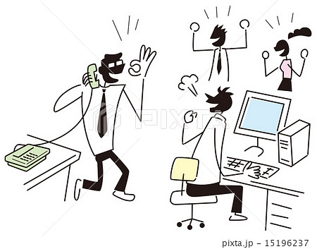 よい報告に喜ぶ社員 15196237