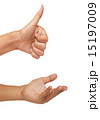 Thumb up handsign and the palm of one's hand 15197009