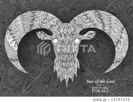 Hand drawn new year 2015 of goat background 15197359