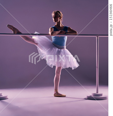 classic ballerina posing at ballet barre classic ballerina posing at ballet barre 15198466