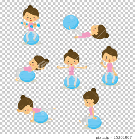 バランスボールでエクササイズのイラスト素材