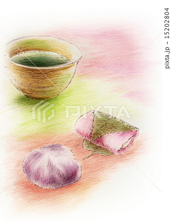 フードイラスト～さくら餅・抹茶 15202804