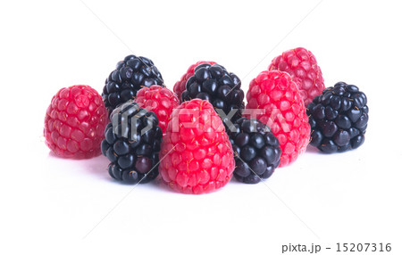 raspberry and blackberry on white 15207316
