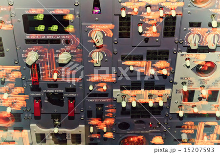Passenger aircraft cockpit dashboard during turbulence jolting. Passenger aircraft cockpit dashboard during turbulence jolting. 15207593