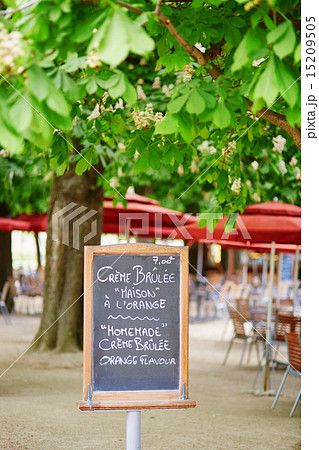 Menu on board in French outdoor restaurant Menu on board in French outdoor restaurant 15209505