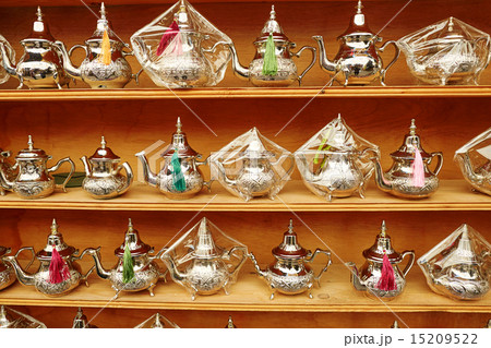 Selection of traditional Moroccan teapots 15209522