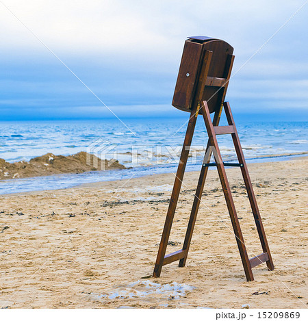 Vintage wooden menu board in front of winter beach. Vintage wooden menu board in front of winter beach. 15209869
