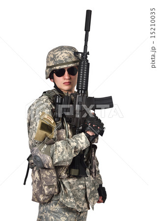 soldier raised his rifle up 15210035