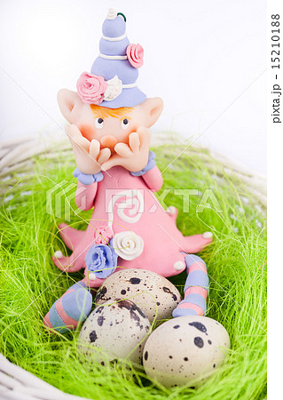 Ashamed fairy on the nest with quail eggs  15210188