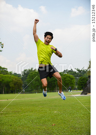 Sport man exercise and jogging in the green park. Sport man exercise and jogging in the green park. 15212346