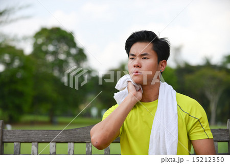 Sport man exercise and jogging in the green park. Sport man exercise and jogging in the green park. 15212350