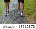Man and girl are jogging buddy in the green park. 15212372