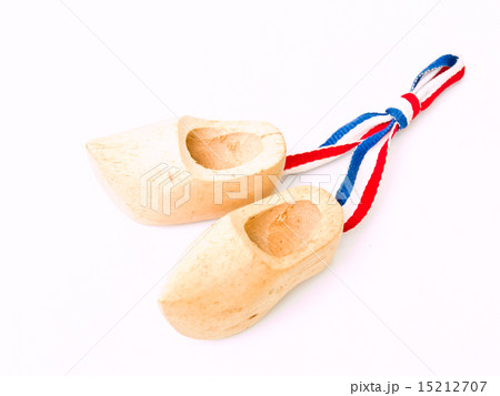 Wooden miniature Dutch shoes isolated on white  15212707