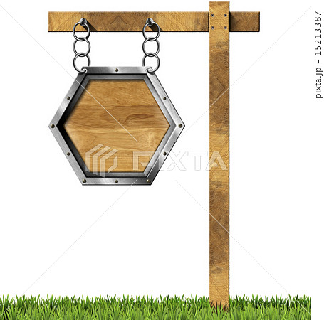 Hexagonal Sign with Chain and Pole 15213387