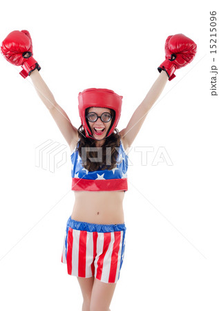 Funny female boxer isolated on white Funny female boxer isolated on white 15215096