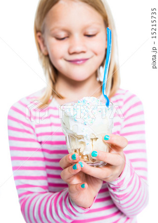 Girl holding ice cream dessert Girl holding ice cream dessert 15215735