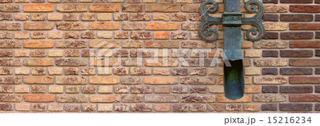 brown brick wall with shod decor panoramic 15216234