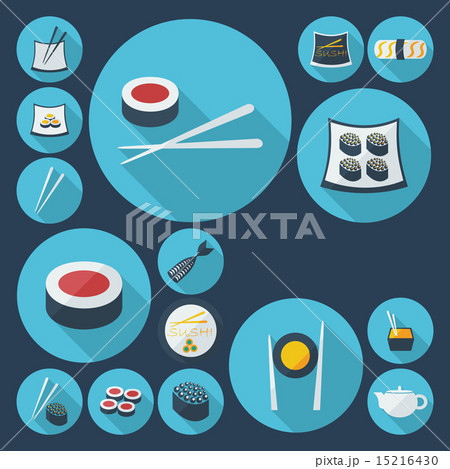 Flat modern design with shadow sushi,Chinese cuisine 15216430
