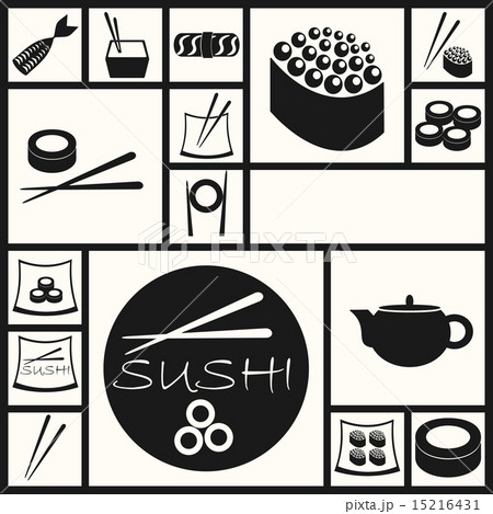 Flat modern design with shadow sushi,Chinese cuisine 15216431