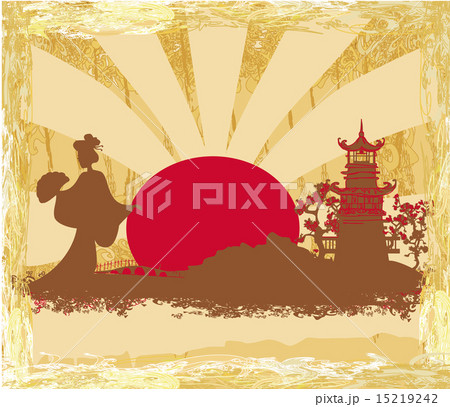 grunge abstract landscape with Asian girl grunge abstract landscape with Asian girl 15219242