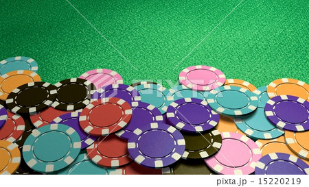 casino colorful chips show hand front table 15220219