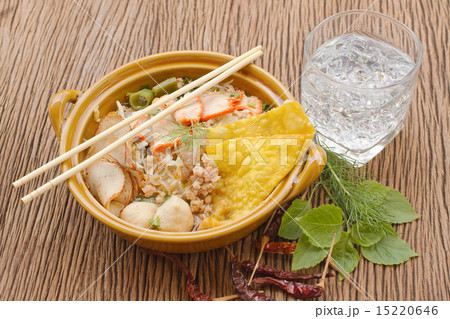 asian cuisine , pork noodle in the bowl  15220646