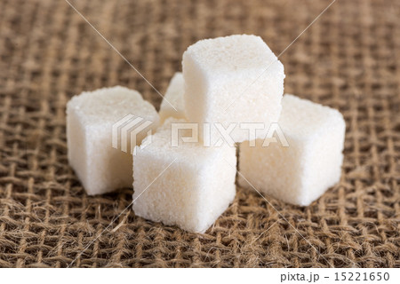 cubes of white sugar on jute bags cubes of white sugar on jute bags 15221650