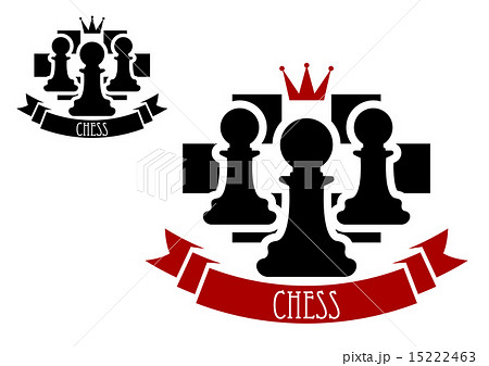 Chess emblem with pawns on chessboard background Chess emblem with pawns on chessboard background 15222463