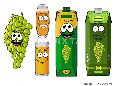 Green grape fruit and juice cartoon characters 15222479