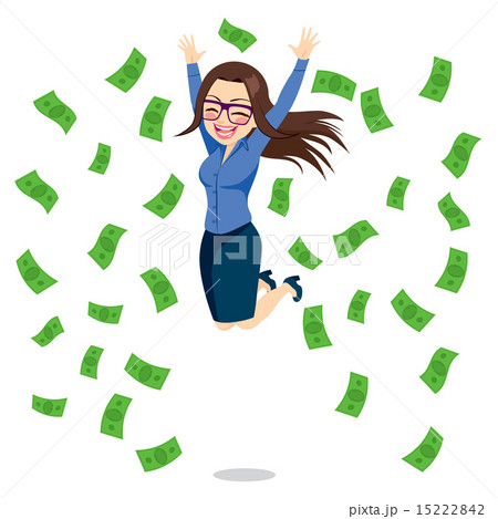 Businesswoman Happy Jumping Money Businesswoman Happy Jumping Money 15222842