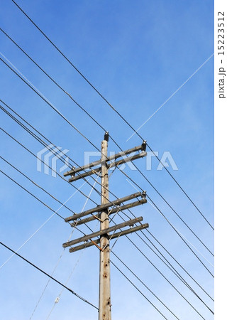 Wooden electrical pole 15223512