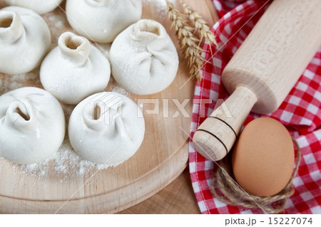 Baking ingredients for cooking manti dumplings. Baking ingredients for cooking manti dumplings. 15227074