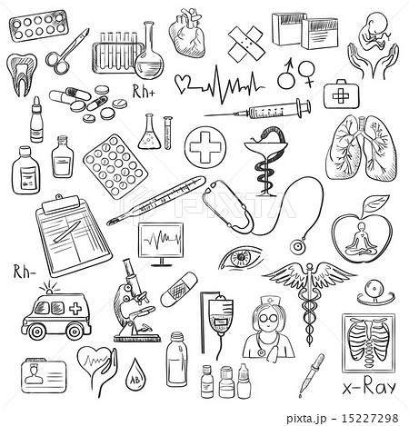 Health Care And Medicine Doodleのイラスト素材