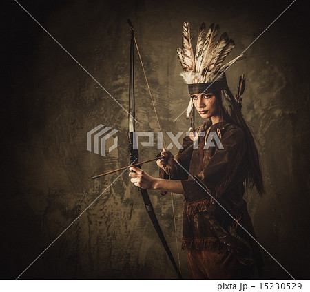 Indian woman warrior with bow Indian woman warrior with bow 15230529